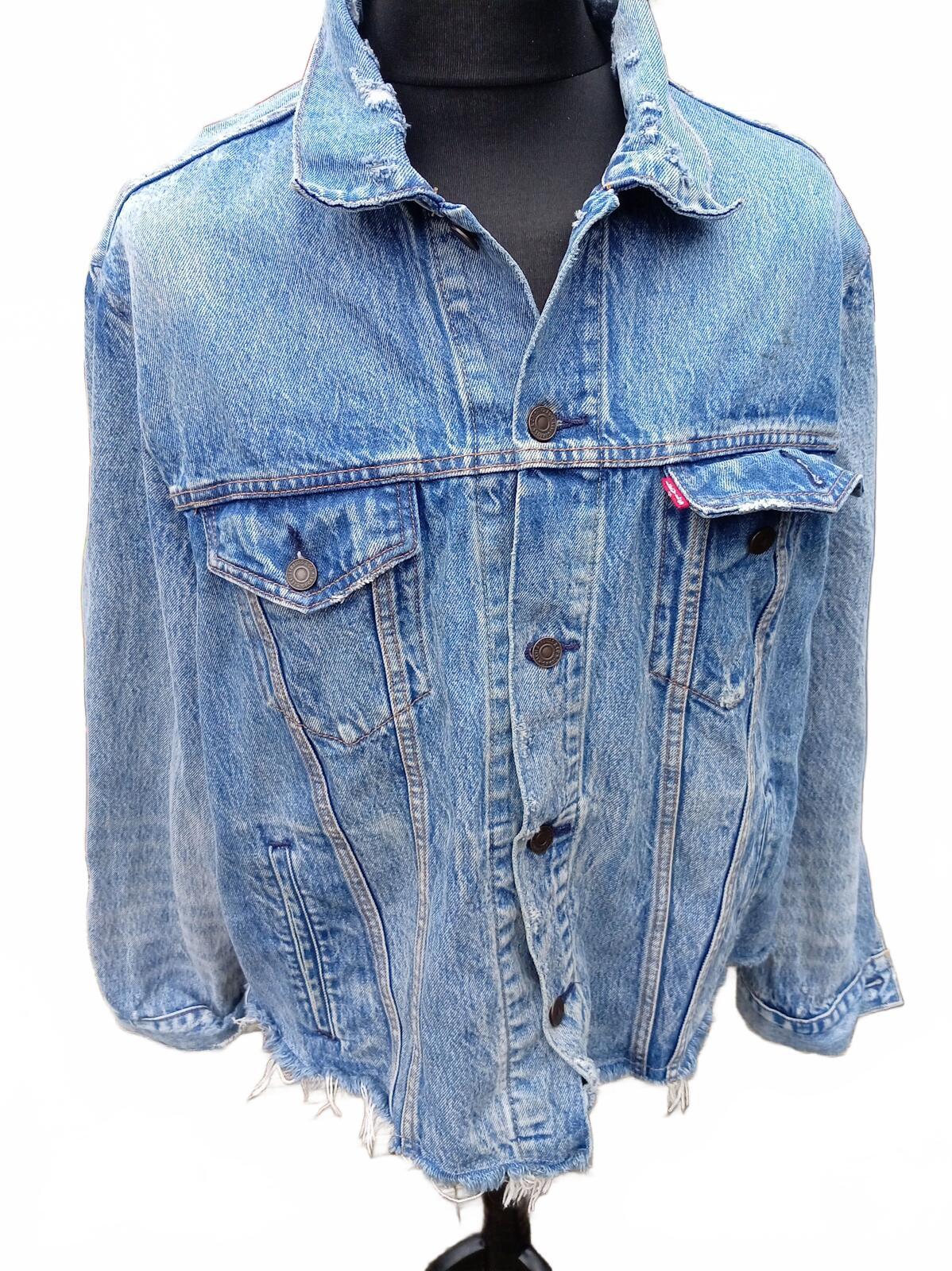 Levi’s Premium Denim Jacket XXL Striped Woven Back Panel Serape Western Style