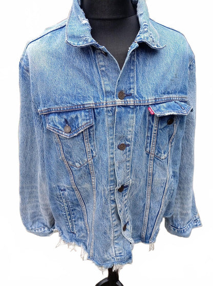 Levi’s Premium Denim Jacket XXL Striped Woven Back Panel Serape Western Style