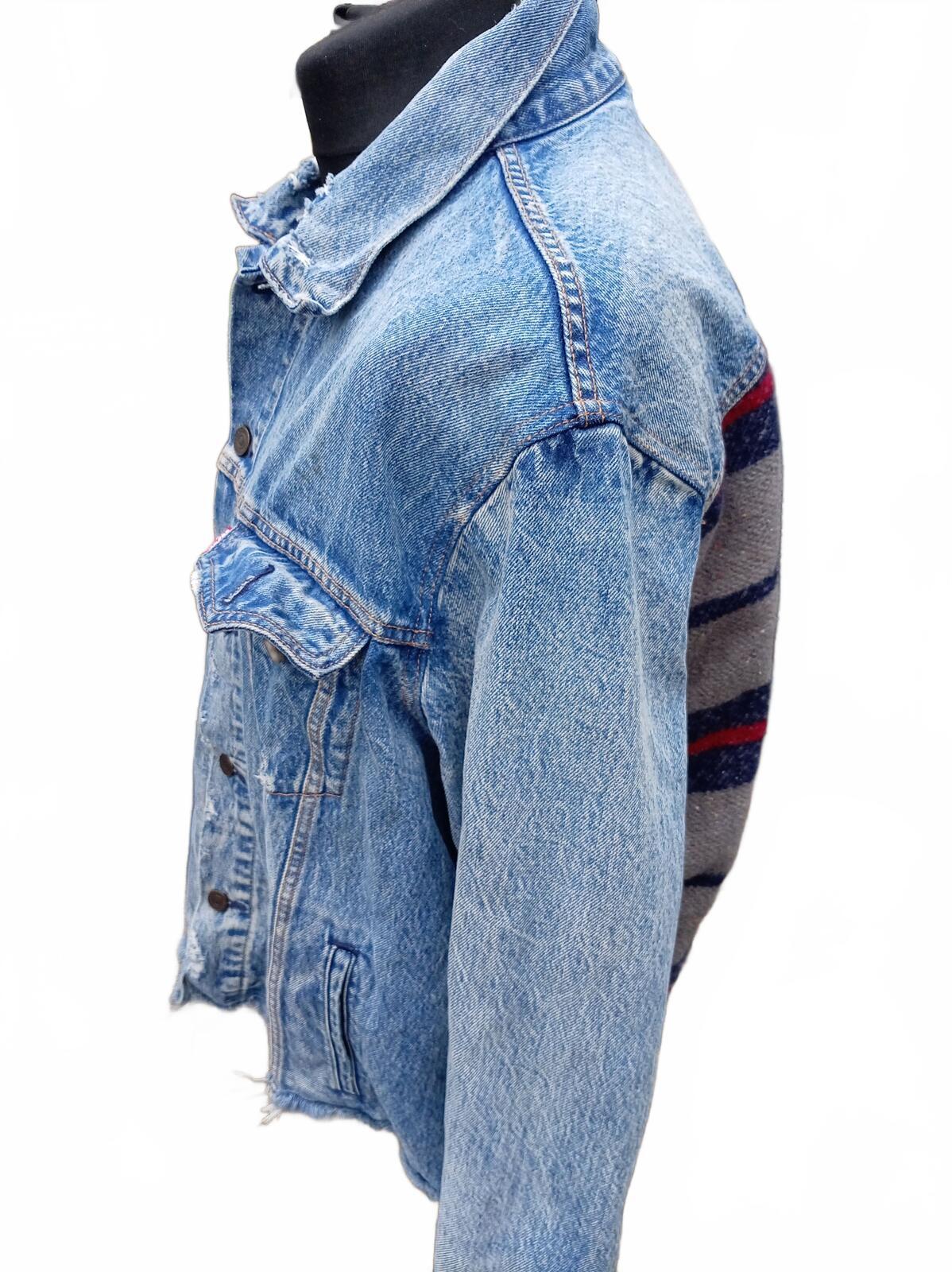 Levi’s Premium Denim Jacket XXL Striped Woven Back Panel Serape Western Style