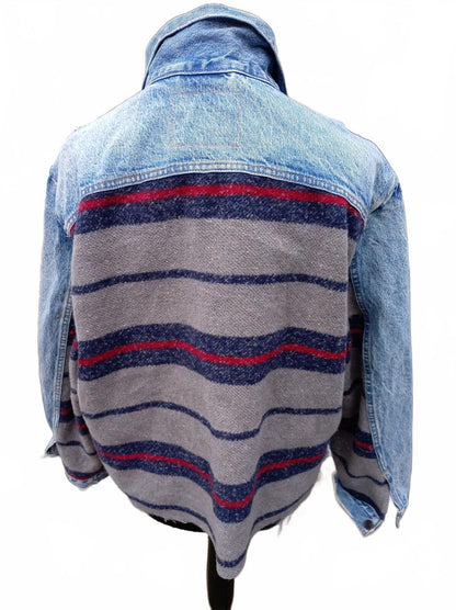 Levi’s Premium Denim Jacket XXL Striped Woven Back Panel Serape Western Style