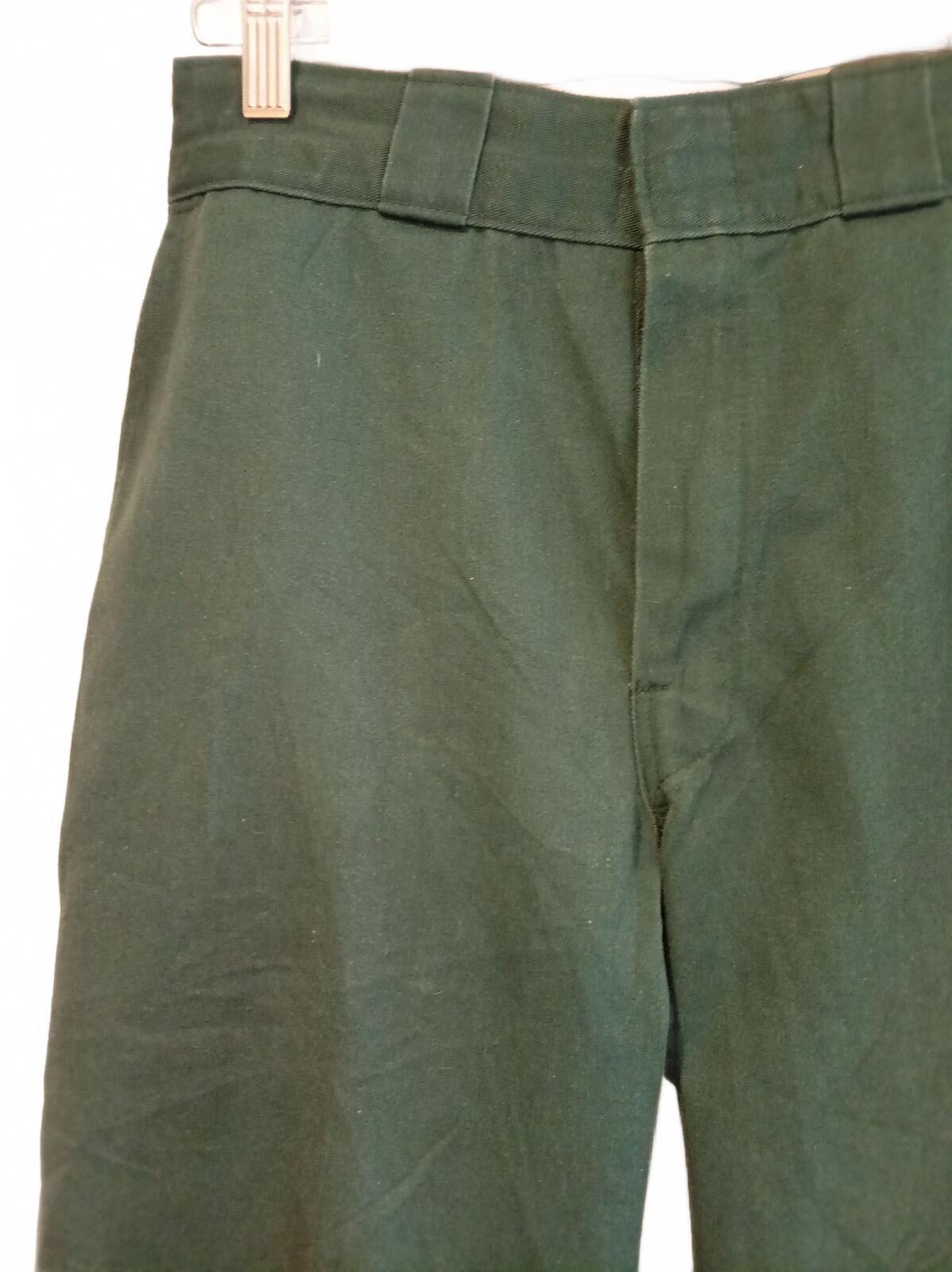 Dickies Men's Green Work Pants Trousers Raw Hem Lincoln Green W31 L30 Skate Cut