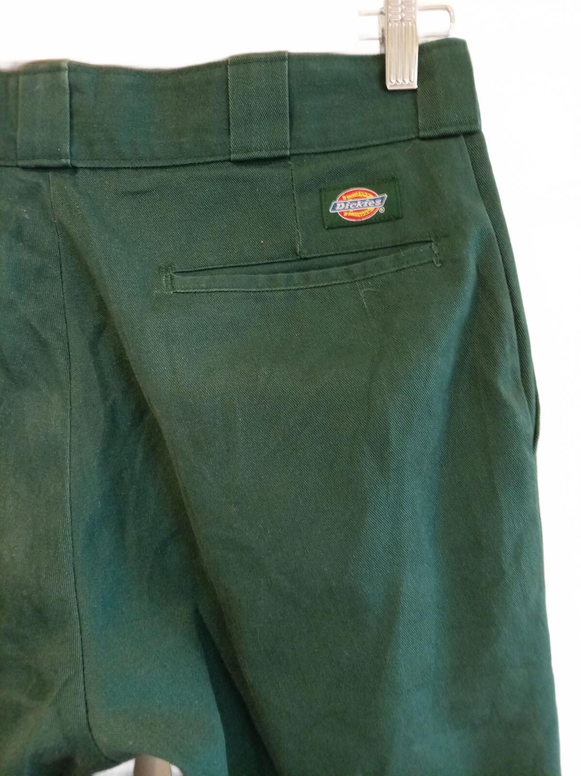 Dickies Men's Green Work Pants Trousers Raw Hem Lincoln Green W31 L30 Skate Cut