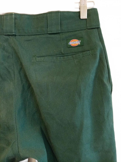 Dickies Men's Green Work Pants Trousers Raw Hem Lincoln Green W31 L30 Skate Cut