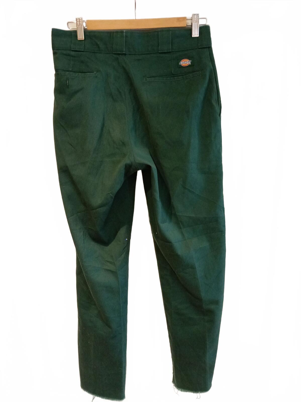 Dickies Men's Green Work Pants Trousers Raw Hem Lincoln Green W31 L30 Skate Cut