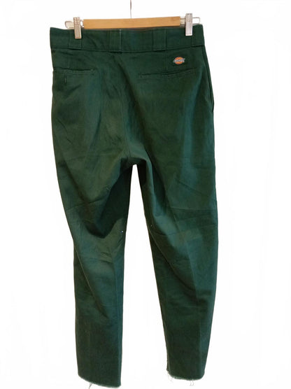 Dickies Men's Green Work Pants Trousers Raw Hem Lincoln Green W31 L30 Skate Cut