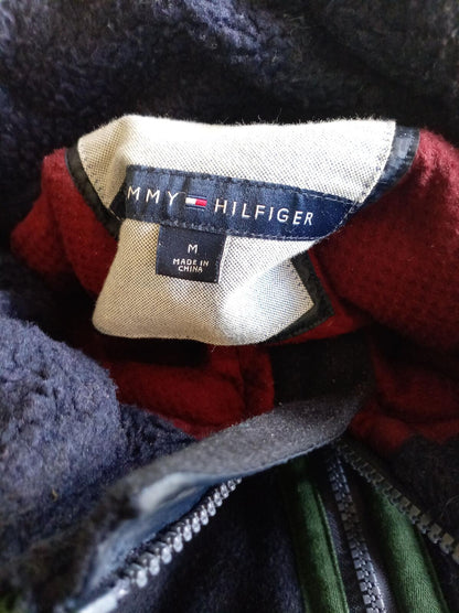 Tommy Hilfiger Men's Sherpa Fleece Jacket Medium Navy Blue Teddy Pile Zip Up