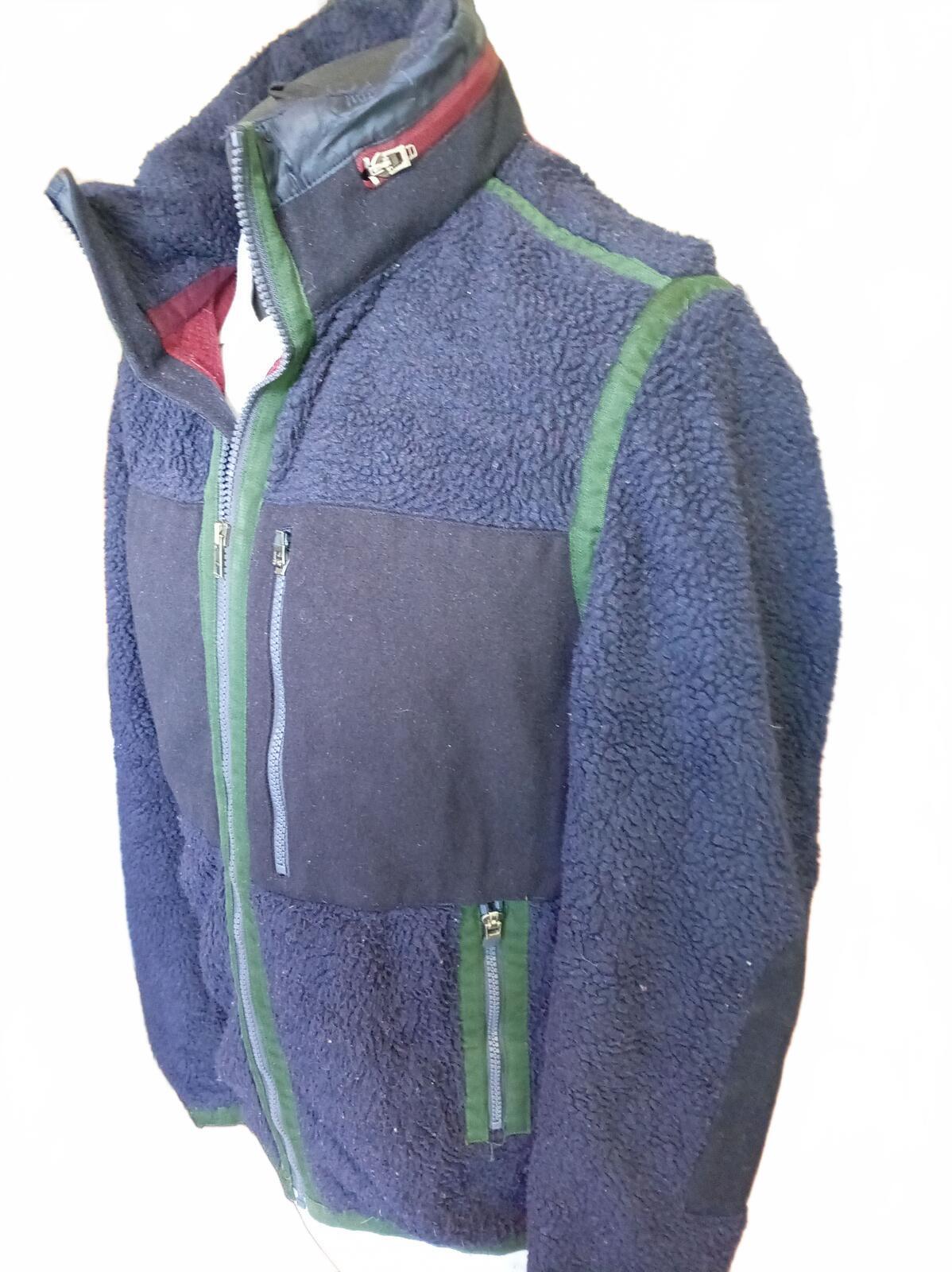 Tommy Hilfiger Men's Sherpa Fleece Jacket Medium Navy Blue Teddy Pile Zip Up