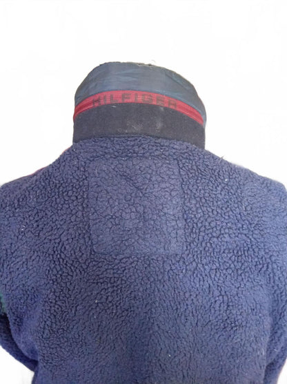 Tommy Hilfiger Men's Sherpa Fleece Jacket Medium Navy Blue Teddy Pile Zip Up