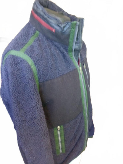 Tommy Hilfiger Men's Sherpa Fleece Jacket Medium Navy Blue Teddy Pile Zip Up