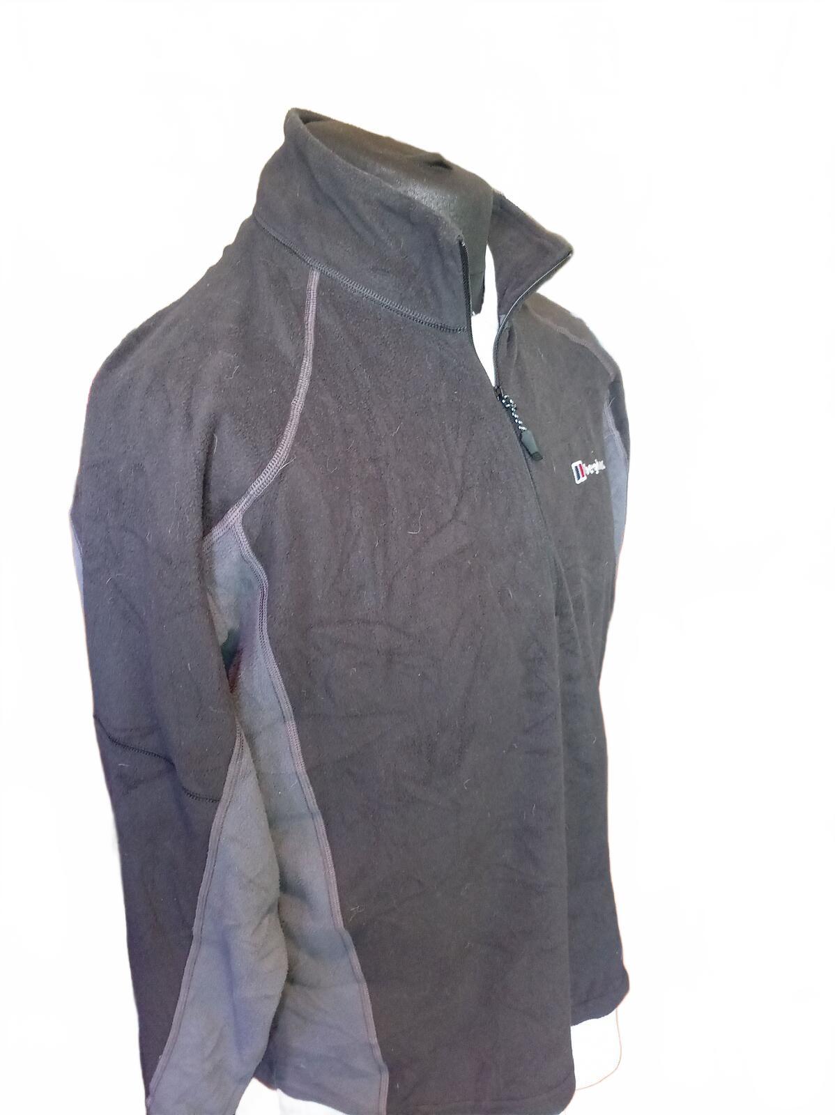 Berghaus 1/4 Zip Fleece Pullover Top Black Grey Outdoor Hiking Mens - Large