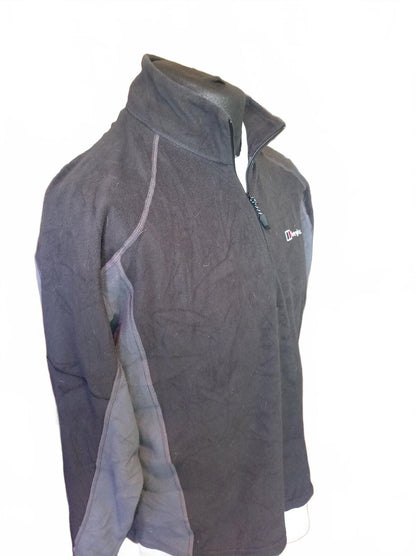Berghaus 1/4 Zip Fleece Pullover Top Black Grey Outdoor Hiking Mens - Large