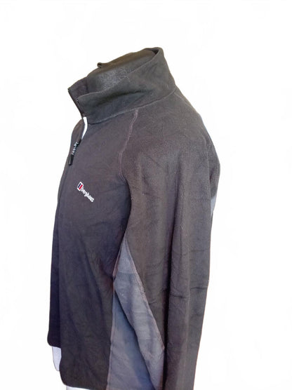 Berghaus 1/4 Zip Fleece Pullover Top Black Grey Outdoor Hiking Mens - Large