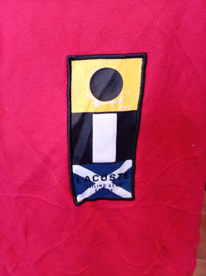 Lacoste Men's Sailing Gear Polo Shirt Red Big & Tall 4XL FR 9 Special Ed. Patch