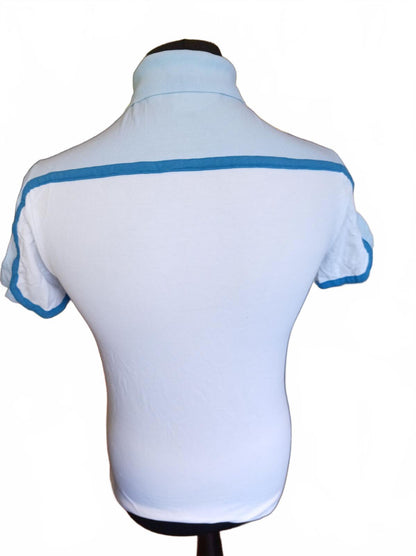 Lacoste Made in France White & Light Blue Short Sleeve Polo Shirt FR 3 / US S