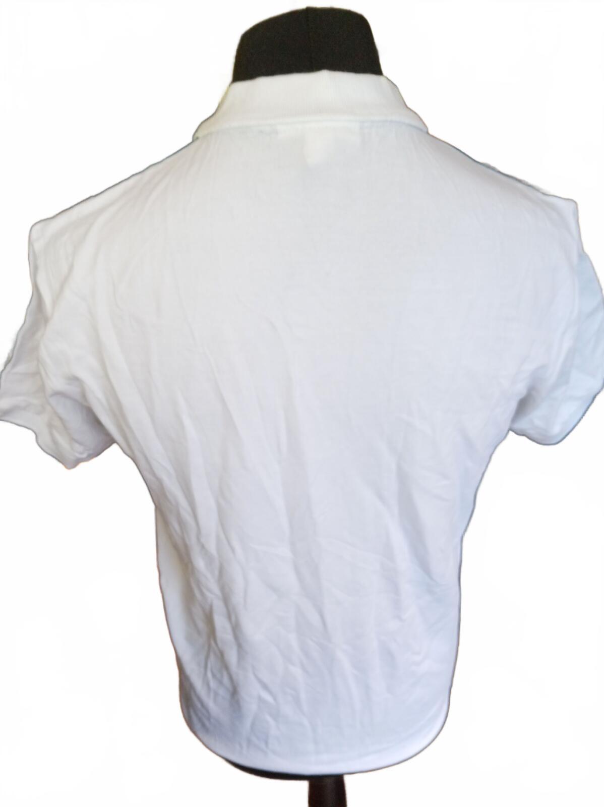 Lacoste White Polo Shirt with Logo Tape Trim - Size 4 - Medium