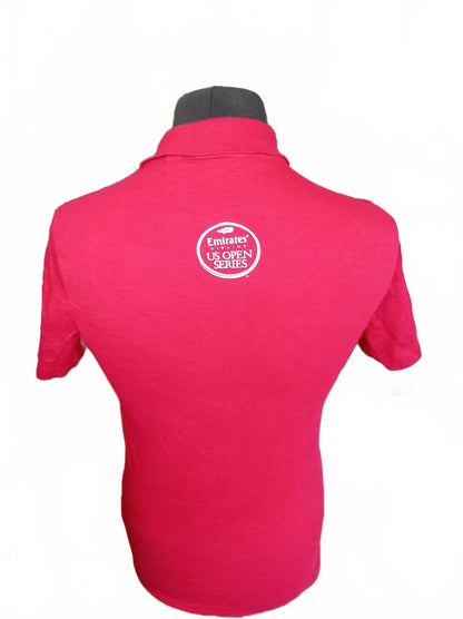 Lacoste Men's US Open Series Tennis Polo Shirt Red Size 2 Small Emirates Sponsor