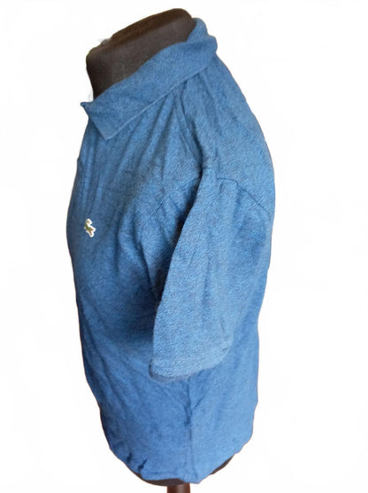 Lacoste Blue Short Sleeve Polo Shirt with Crocodile Logo - Size 4 Medium