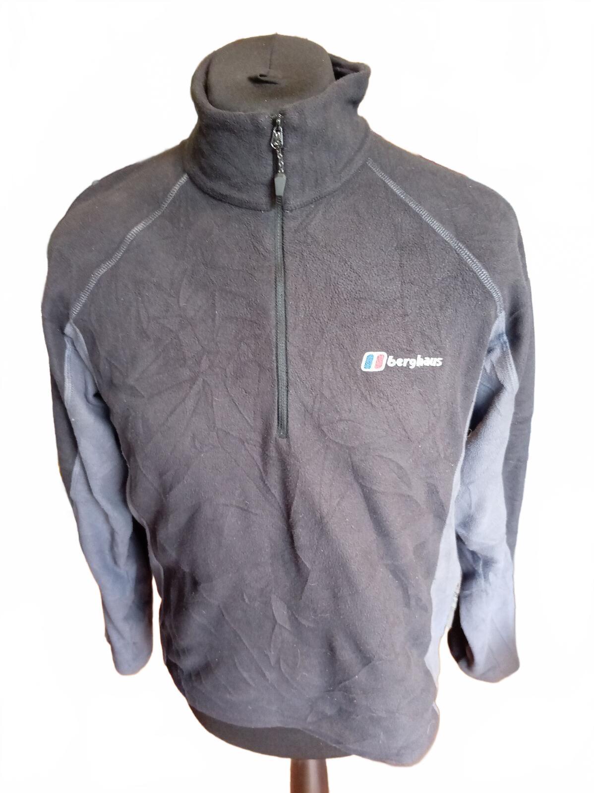 Berghaus Black and Grey Half Zip Fleece Pullover - Medium