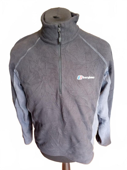 Berghaus Black and Grey Half Zip Fleece Pullover - Medium