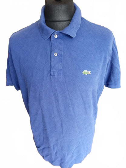 Lacoste Blue Short Sleeve Polo Shirt Embroidered Logo - Size 6 XL