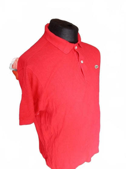Lacoste Red Short Sleeve Polo Shirt Crocodile Logo - Size 5 Large