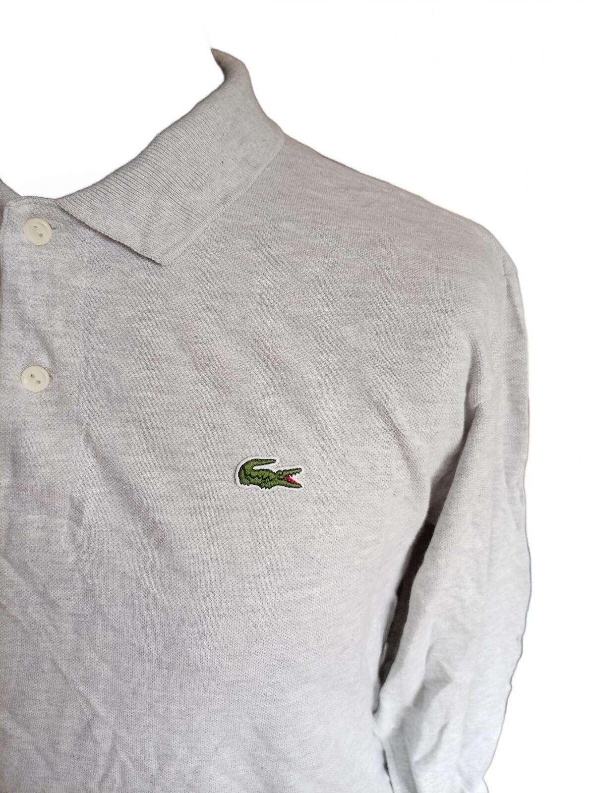 Lacoste Men's Light Grey Long Sleeve Polo Shirt - Size 5 Large