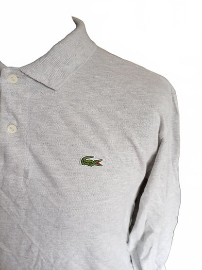Lacoste Men's Light Grey Long Sleeve Polo Shirt - Size 5 Large