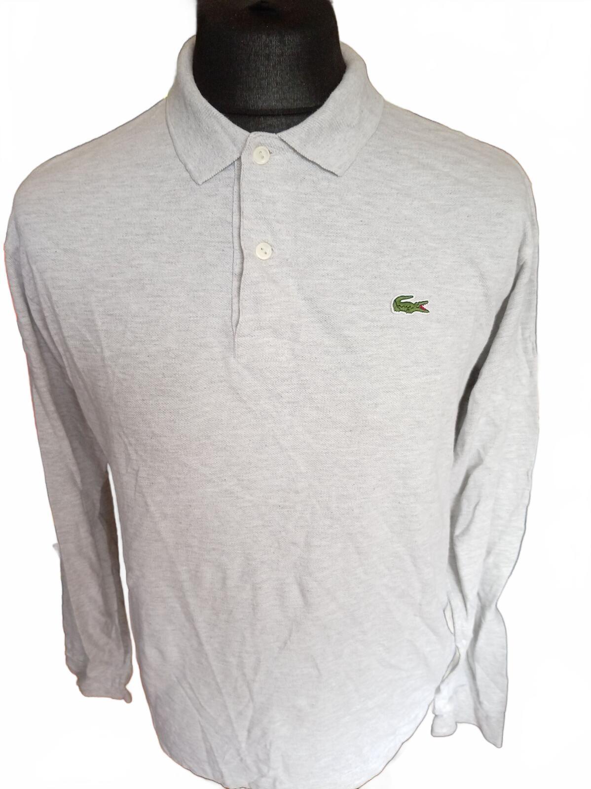 Lacoste Men's Light Grey Long Sleeve Polo Shirt - Size 5 Large
