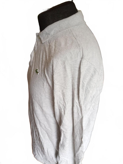Lacoste Men's Light Grey Long Sleeve Polo Shirt - Size 5 Large
