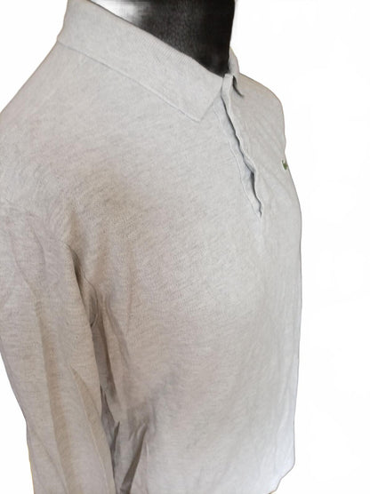 Lacoste Men's Light Grey Long Sleeve Polo Shirt - Size 5 Large