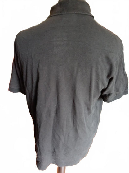 Lacoste Men's Black Short Sleeve Polo Shirt with Crocodile Logo - Size 6 XL