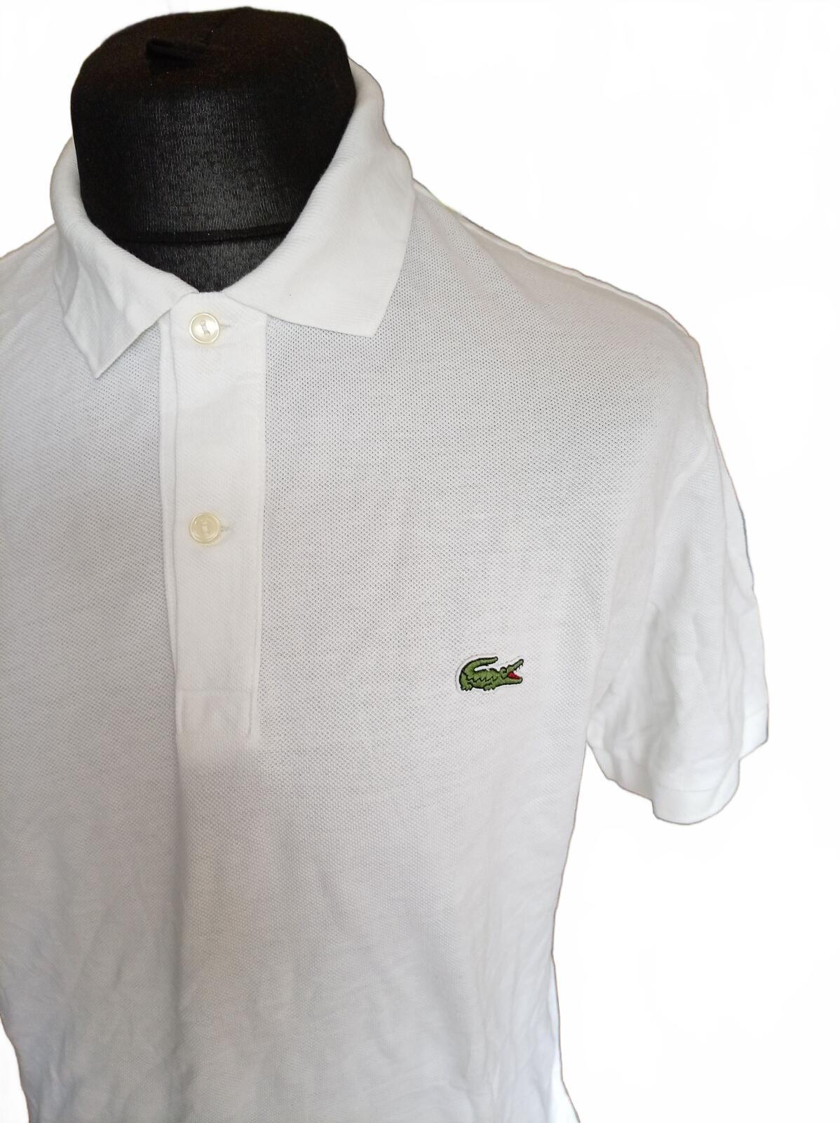 Lacoste White Short Sleeve Polo Shirt with Crocodile Logo - Size 5 Large