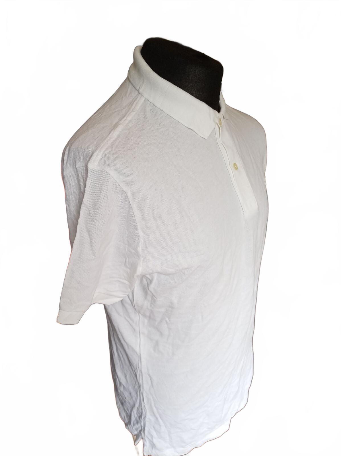 Lacoste White Short Sleeve Polo Shirt with Crocodile Logo - Size 5 Large