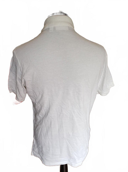 Lacoste White Short Sleeve Polo Shirt with Crocodile Logo - Size 5 Large