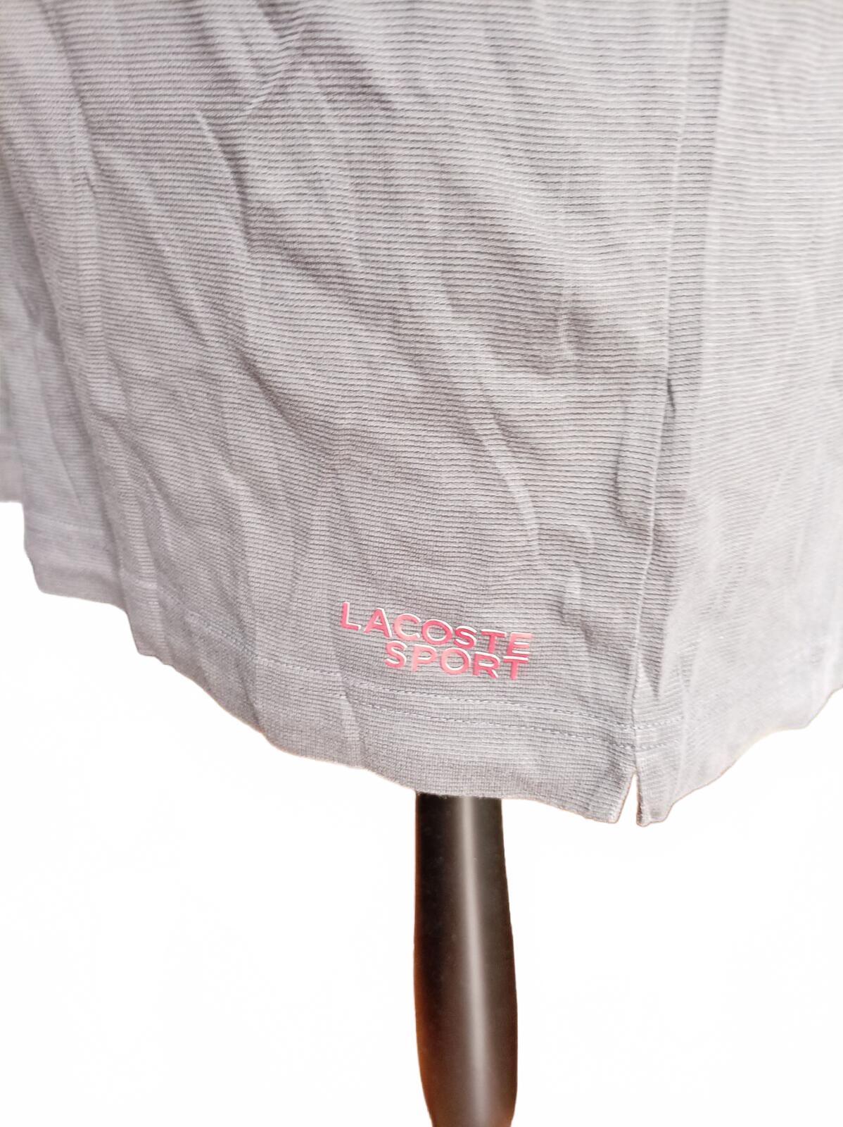 Lacoste Sport Colourblock Polo Shirt Pink Grey - Size 5 Large
