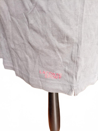 Lacoste Sport Colourblock Polo Shirt Pink Grey - Size 5 Large