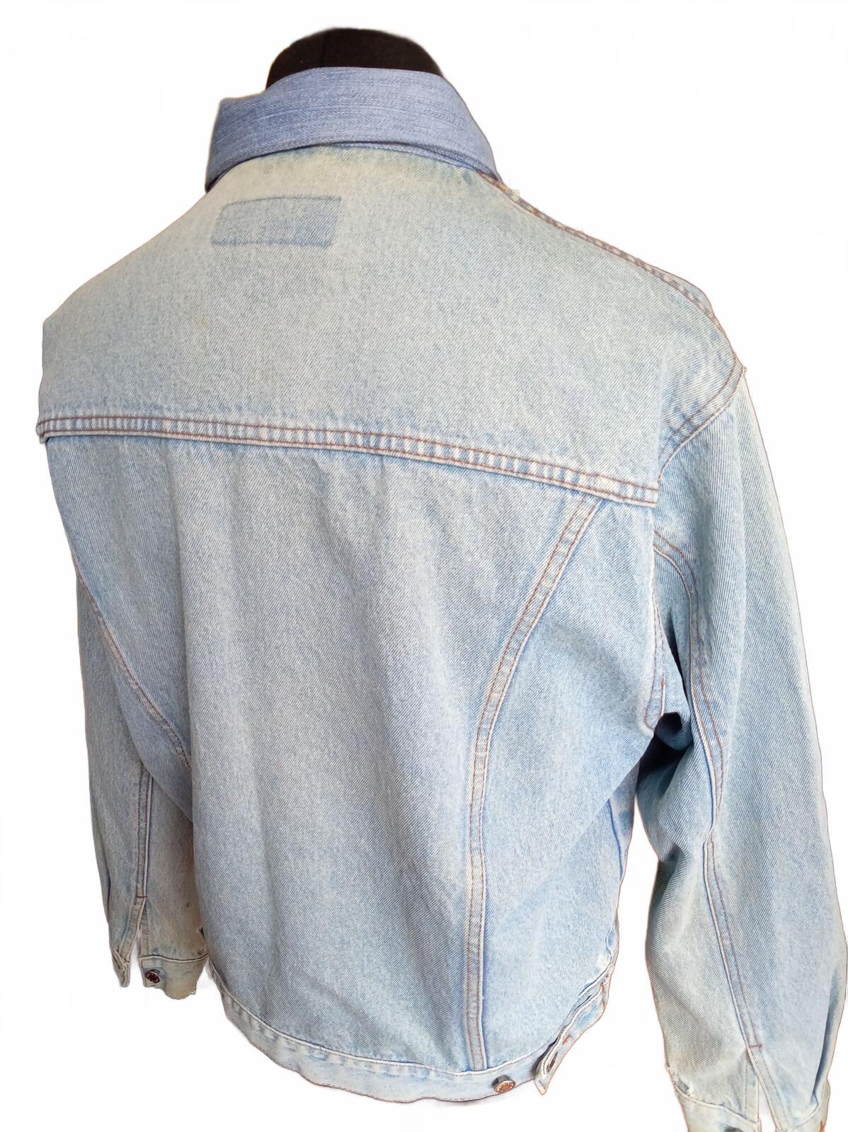 Vintage Wrangler Hero Denim Trucker Jacket M Blue Jean 4 Pocket 90s Oversized