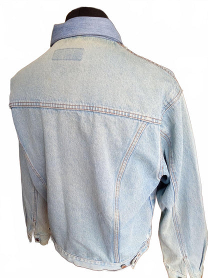 Vintage Wrangler Hero Denim Trucker Jacket M Blue Jean 4 Pocket 90s Oversized