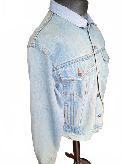 Vintage Wrangler Hero Denim Trucker Jacket M Blue Jean 4 Pocket 90s Oversized