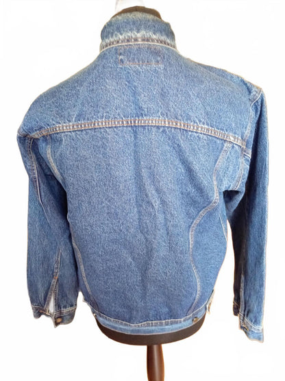Vintage Wrangler Denim Trucker Jacket Size L Blue Jean Jacket 4 Pocket 80s 90s