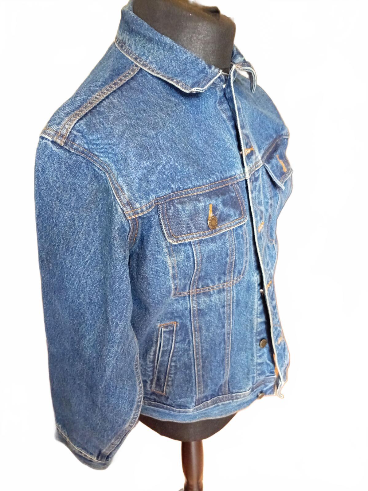 Vintage Wrangler Denim Trucker Jacket Size L Blue Jean Jacket 4 Pocket 80s 90s