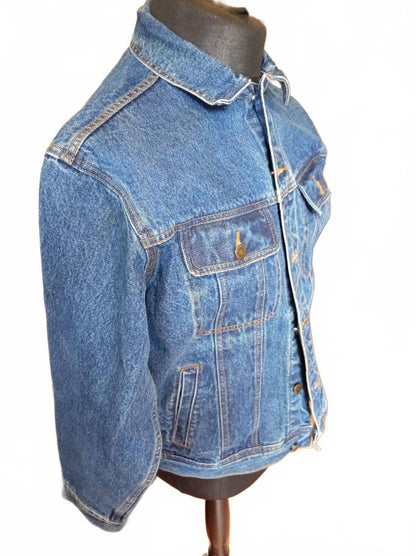Vintage Wrangler Denim Trucker Jacket Size L Blue Jean Jacket 4 Pocket 80s 90s