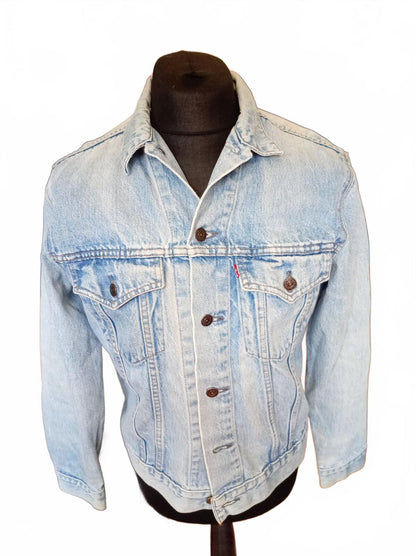 Vintage Levis 75505 0217 Denim Trucker Jacket Light Wash 80s 90s Small e Large