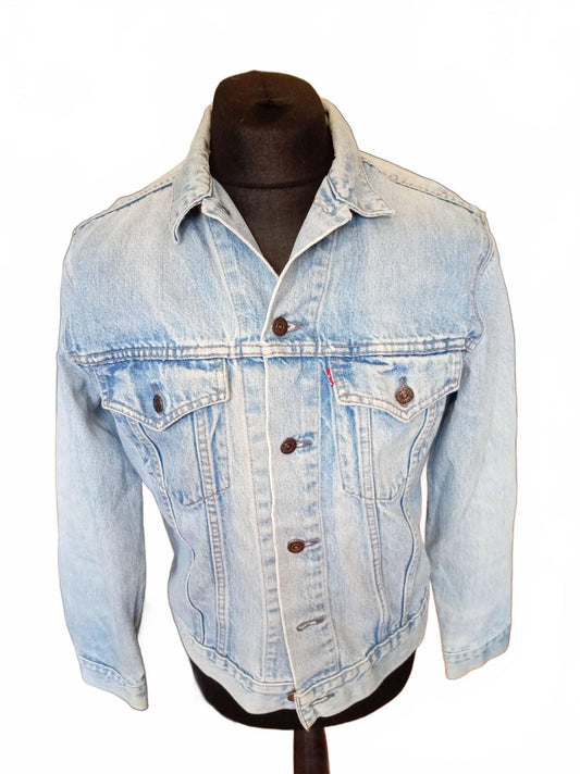 Vintage Levis 75505 0217 Denim Trucker Jacket Light Wash 80s 90s Small e Large
