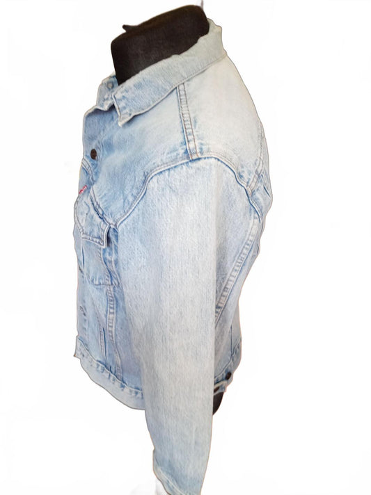 Vintage Levis 75505 0217 Denim Trucker Jacket Light Wash 80s 90s Small e Large