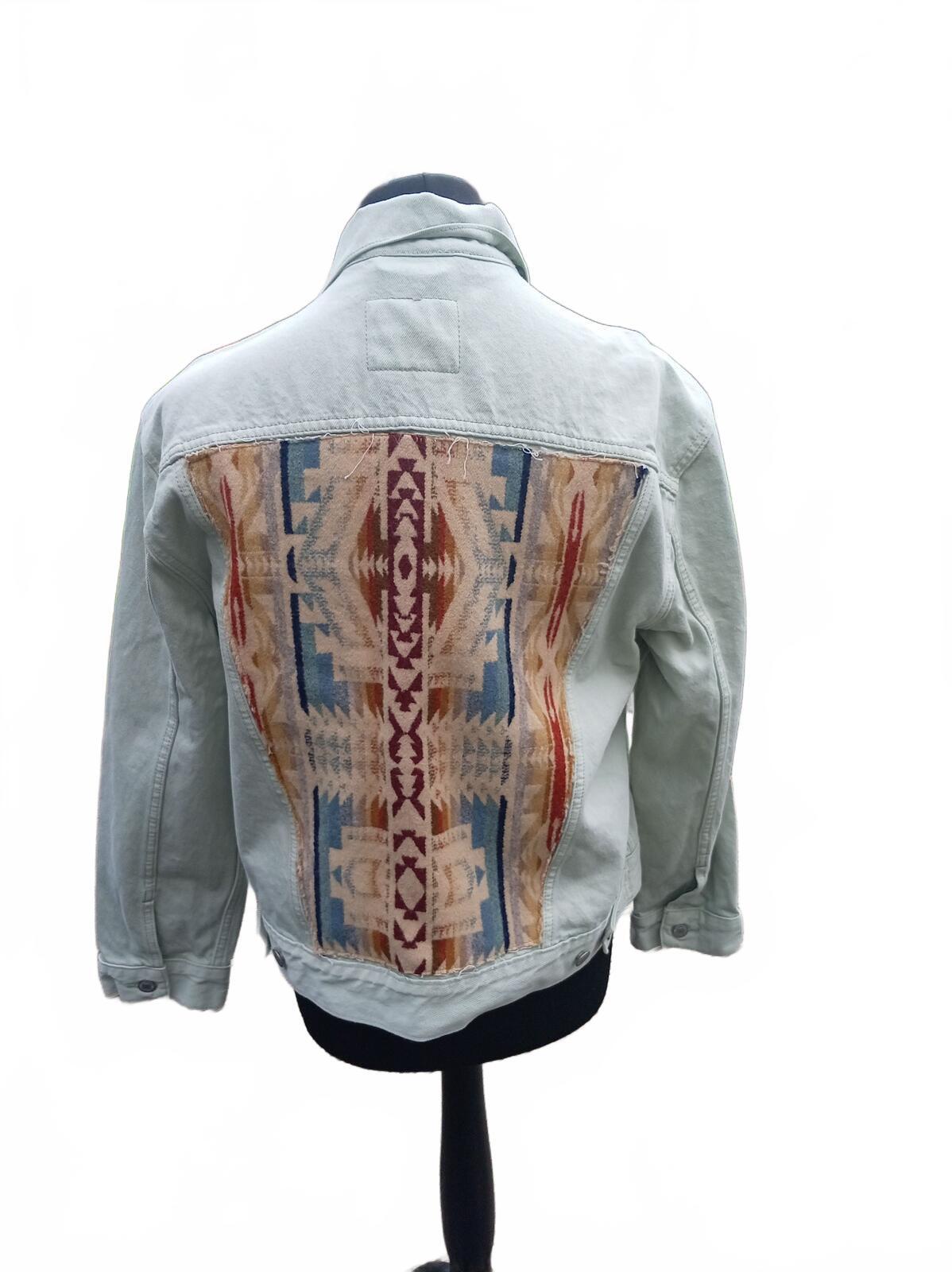 Levi's Premium Ex-Boyfriend Trucker Jacket XL Light Green Sage SW Panel