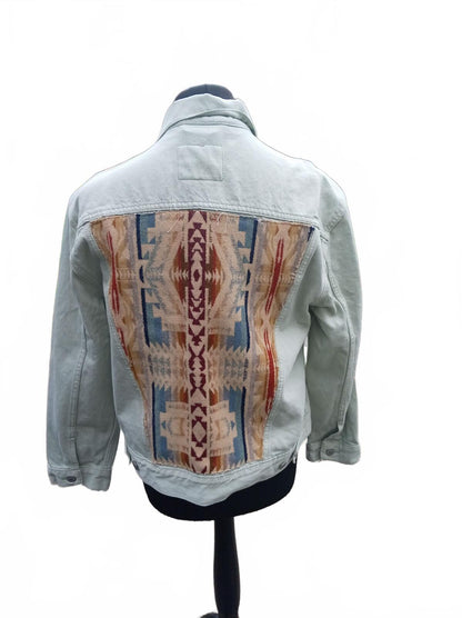 Levi's Premium Ex-Boyfriend Trucker Jacket XL Light Green Sage SW Panel