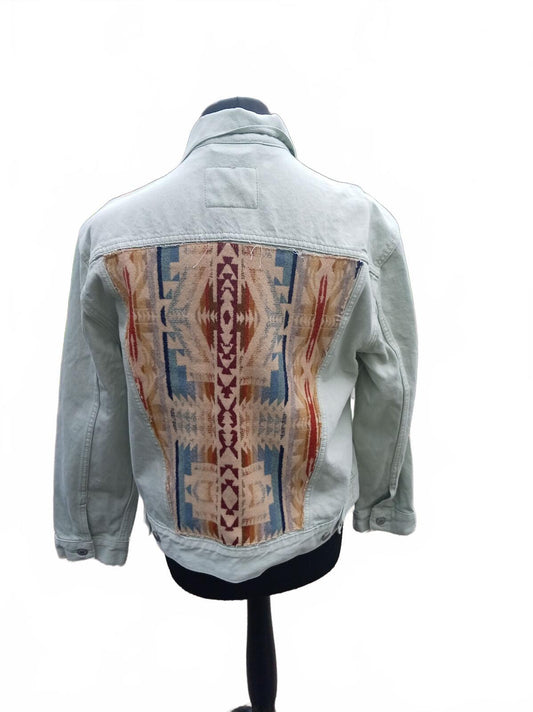 Levi's Premium Ex-Boyfriend Trucker Jacket XL Light Green Sage SW Panel