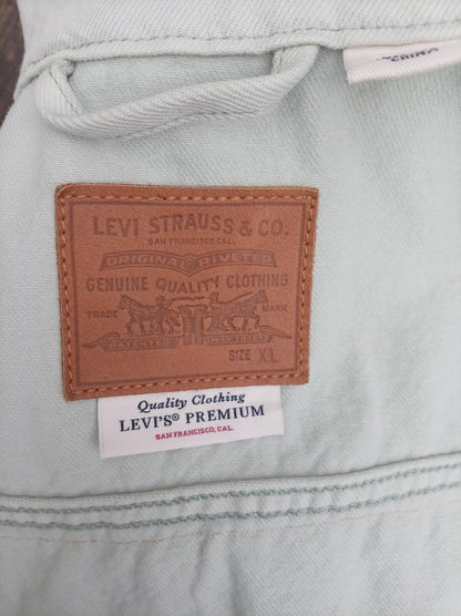 Levi's Premium Ex-Boyfriend Trucker Jacket XL Light Green Sage SW Panel