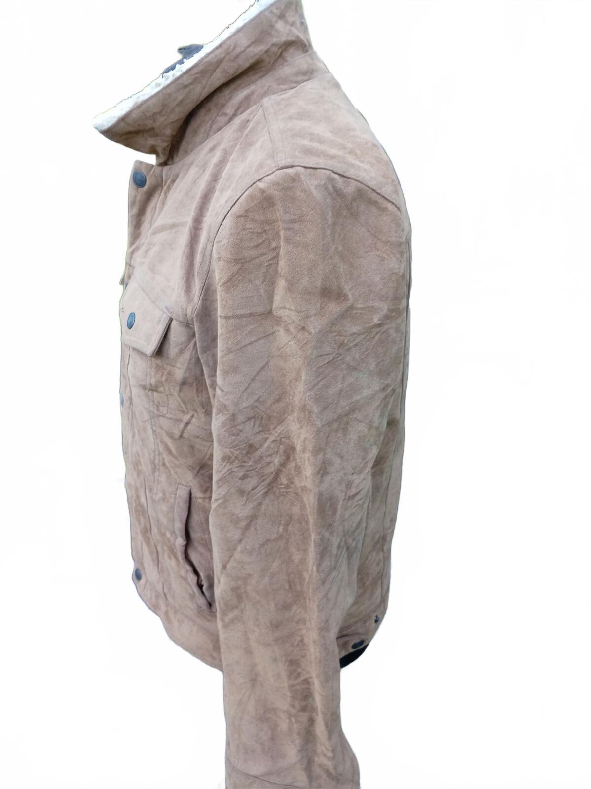 Levi's Men's Faux Suede Sherpa Trucker Jacket Cognac Brown Soft Fleece Lined M